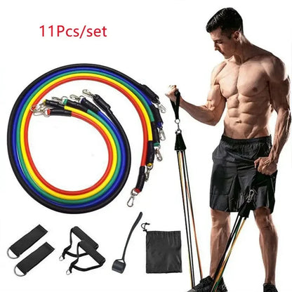 Ultimate 11-Piece TPE Resistance Bands Set for Total Body Strength Training - Includes Door Anchor, Handles, Carry Bag, and Ankle Straps